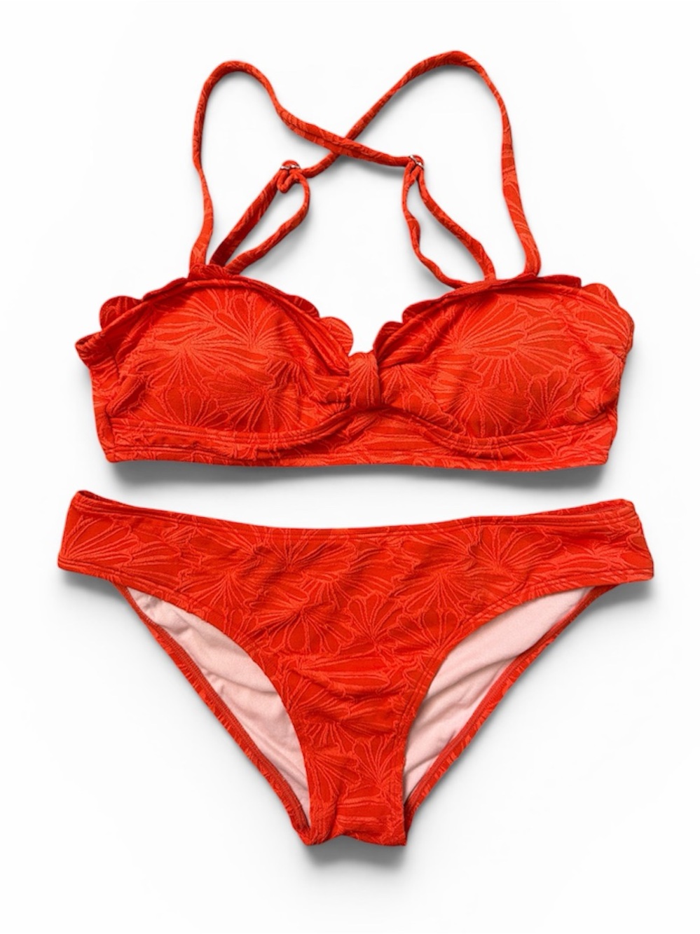 CUPSHE Orange Textured Bikini Set Medium